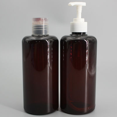Amber Cylinder 450ml Plastic Shampoo Pump Bottles